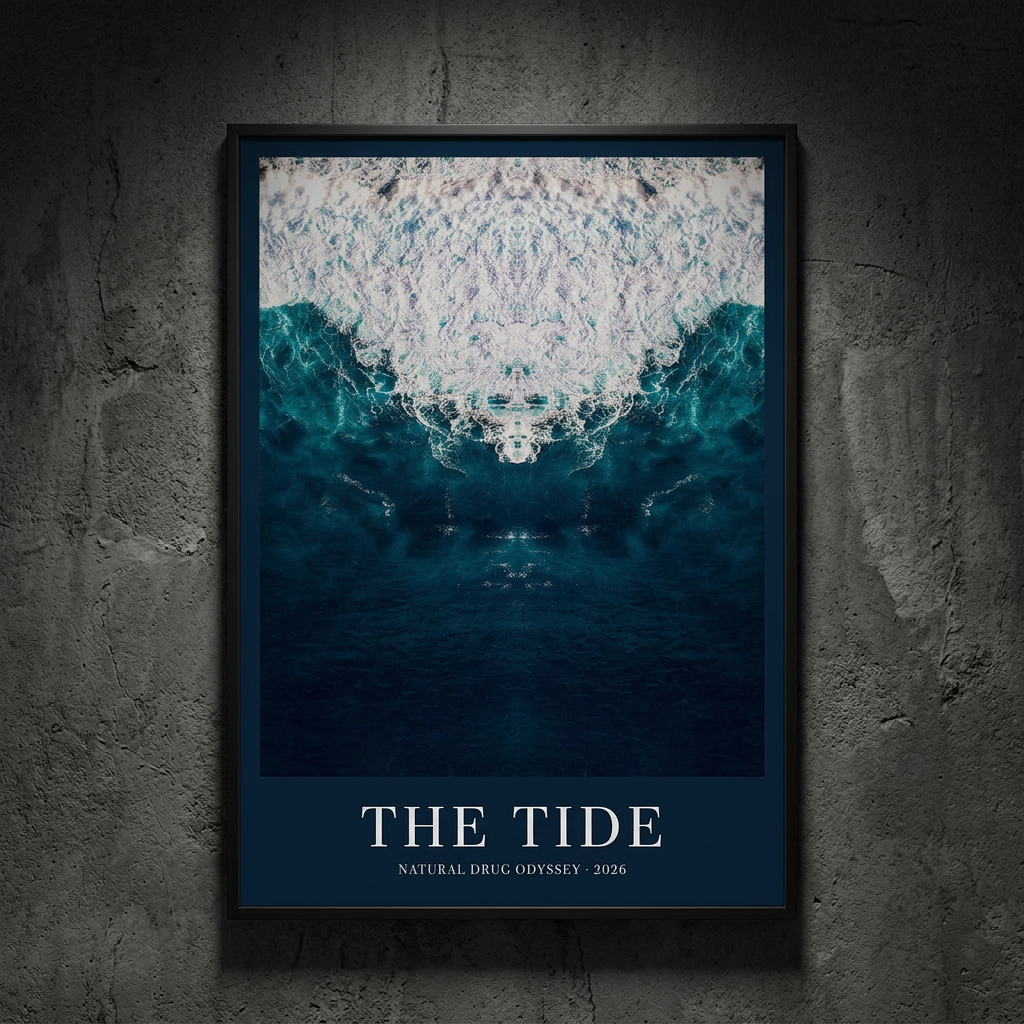 Framed The Tide poster featuring the mirrored ocean wave and album title